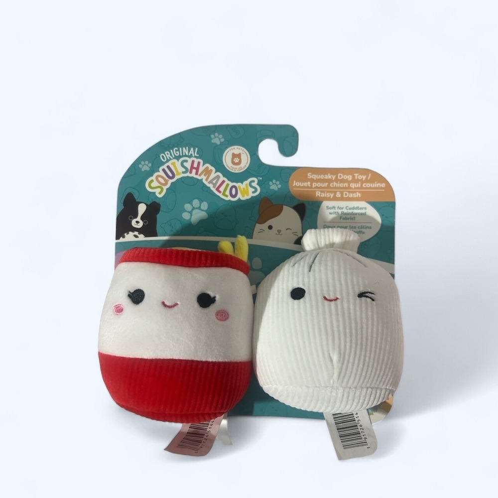 Squishmallows Original Squeaky Pet Dog Toy Set of 2 Pack Raise & Dash NEW!